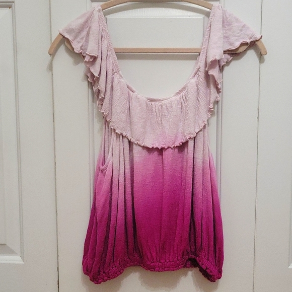 Free People *Cora Lee Ombre Ruffled Tank Top/ M - Picture 4 of 7
